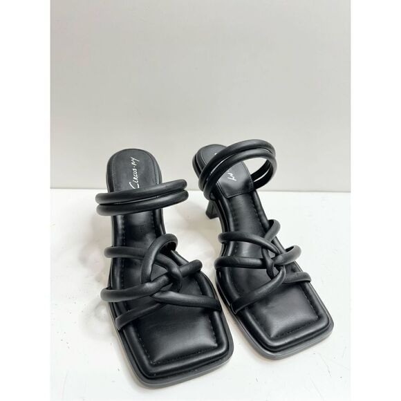 Sam Edelman Circus Sandals Womens Size 7 Black Savanna Strappy Square Toe Heels - Picture 1 of 7